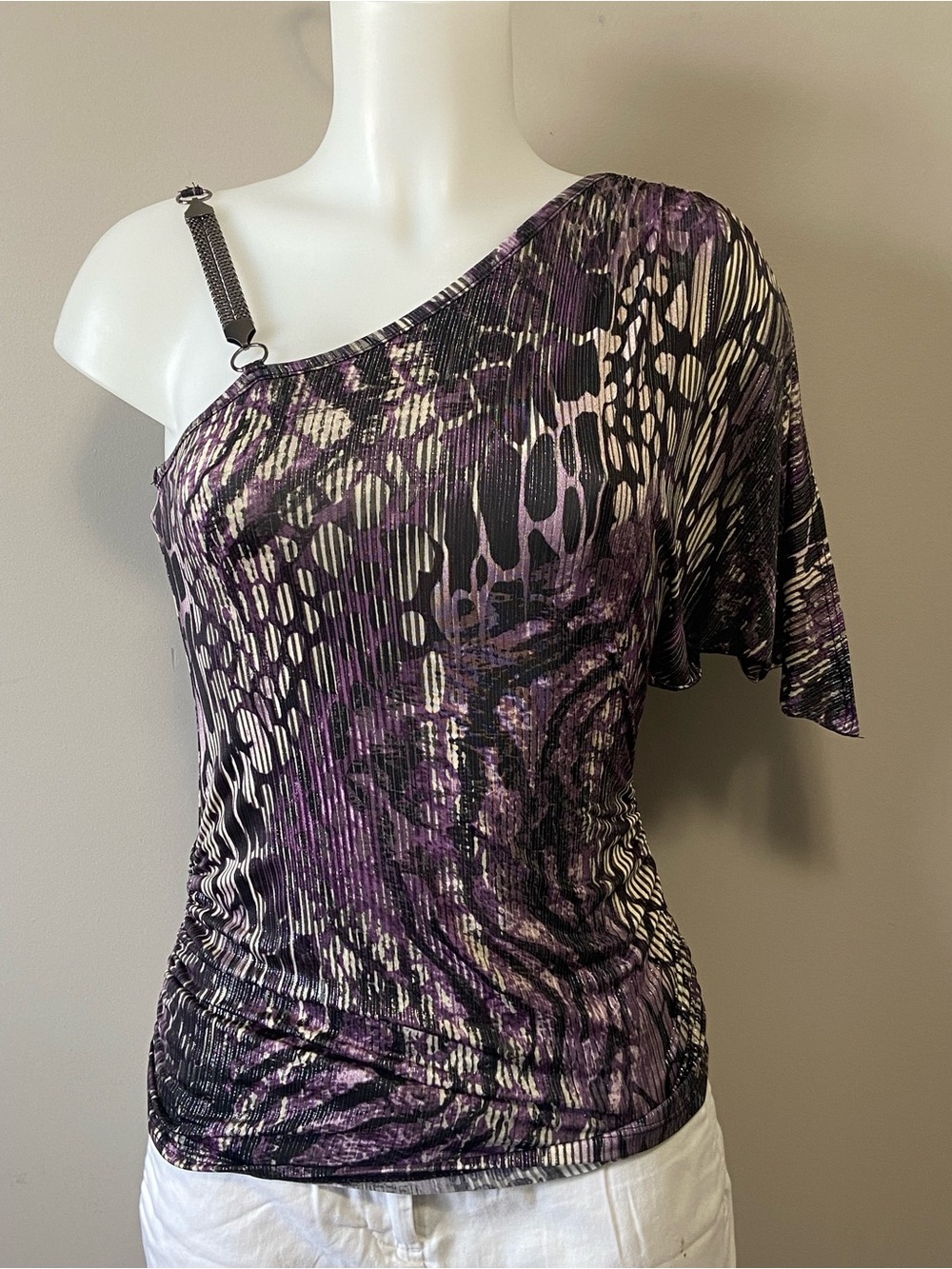 Purple and Black Abstract Print Top